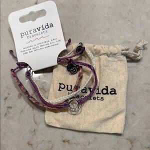 Pura Vida Purple and Cream Bracelet Set